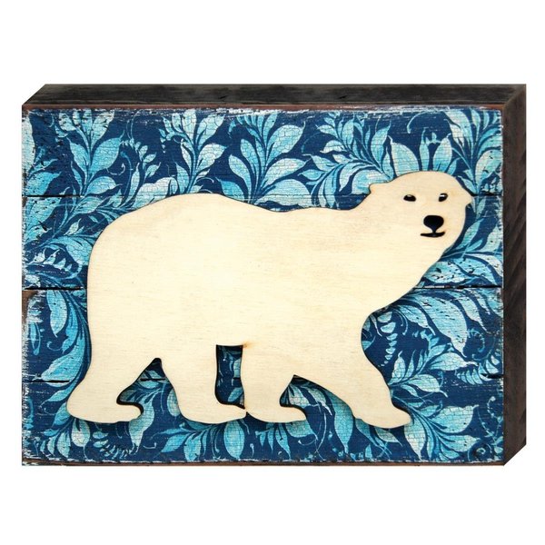 Designocracy Polar Bear Vintage Art on Board Wall Decor 9822512